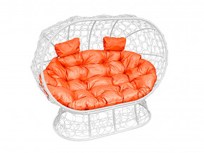 Кокон Лежебока на подставке с ротангом оранжевая подушка в Златоусте - zlatoust.magazinmebel.ru | фото - изображение 1