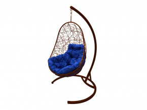 Кокон Овал с ротангом синяя подушка в Златоусте - zlatoust.magazinmebel.ru | фото - изображение 1