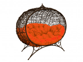 Кокон Улей на ножках с ротангом оранжевая подушка в Златоусте - zlatoust.magazinmebel.ru | фото - изображение 1