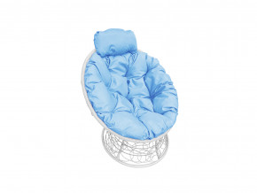 Кресло Папасан мини с ротангом голубая подушка в Златоусте - zlatoust.magazinmebel.ru | фото