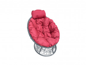 Кресло Папасан мини с ротангом красная подушка в Златоусте - zlatoust.magazinmebel.ru | фото