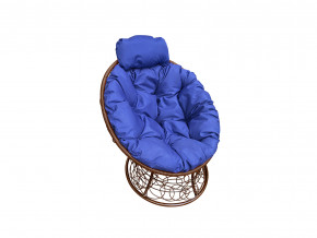 Кресло Папасан мини с ротангом синяя подушка в Златоусте - zlatoust.magazinmebel.ru | фото - изображение 1