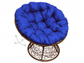 Кресло Папасан пружинка с ротангом синяя подушка в Златоусте - zlatoust.magazinmebel.ru | фото