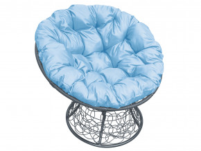 Кресло Папасан с ротангом голубая подушка в Златоусте - zlatoust.magazinmebel.ru | фото