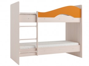 Кровать 2-х ярусная Мая на латофлексах млечный дуб, оранжевая в Златоусте - zlatoust.magazinmebel.ru | фото