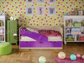 Кровать Бабочки 1600 Фиолетовый металлик в Златоусте - zlatoust.magazinmebel.ru | фото - изображение 1