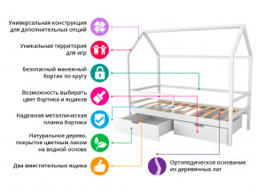 Кровать-домик Svogen с ящиками и бортиком графит в Златоусте - zlatoust.magazinmebel.ru | фото - изображение 2