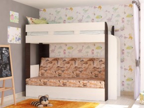 Кровать двухъярусная Карамель 75 венге ткань савана в Златоусте - zlatoust.magazinmebel.ru | фото - изображение 1