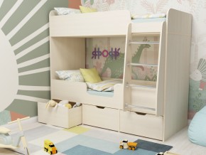 Кровать двухъярусная Малыш двойняшка дуб молочный в Златоусте - zlatoust.magazinmebel.ru | фото