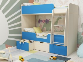 Кровать двухъярусная Малыш двойняшка дуб молочный-голубой в Златоусте - zlatoust.magazinmebel.ru | фото