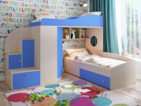 Кровать Кадет 2 Дуб молочный-голубой в Златоусте - zlatoust.magazinmebel.ru | фото