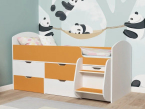 Кровать Малыш-7 белое дерево-оранжевый в Златоусте - zlatoust.magazinmebel.ru | фото