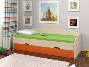 Кровать Соня 2 дуб молочный-оранжевый в Златоусте - zlatoust.magazinmebel.ru | фото