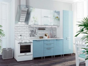 Кухня 2100 Бьянка голубые блестки в Златоусте - zlatoust.magazinmebel.ru | фото - изображение 1