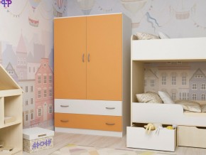 Шкаф двухстворчатый белый-оранж в Златоусте - zlatoust.magazinmebel.ru | фото