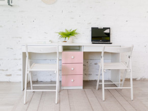 Стол письменный двухместный В 5 розовый в Златоусте - zlatoust.magazinmebel.ru | фото - изображение 1