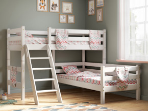 Угловая кровать Соня Вариант 8 с наклонной лестницей белая в Златоусте - zlatoust.magazinmebel.ru | фото